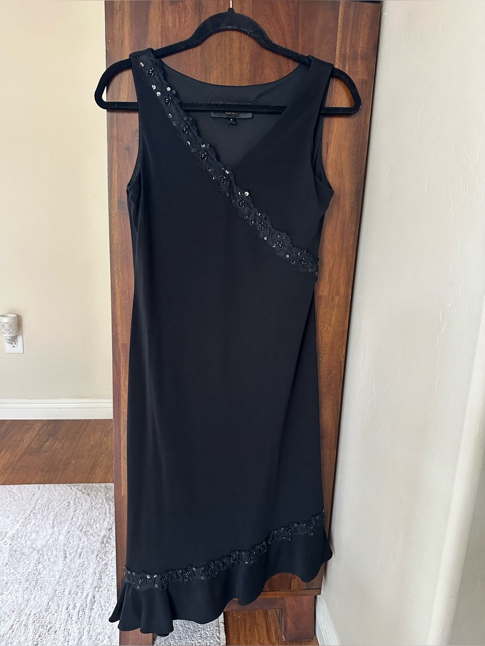 Vintage Donna Ricco Black Lace Sequin Cocktail Dress Size 8